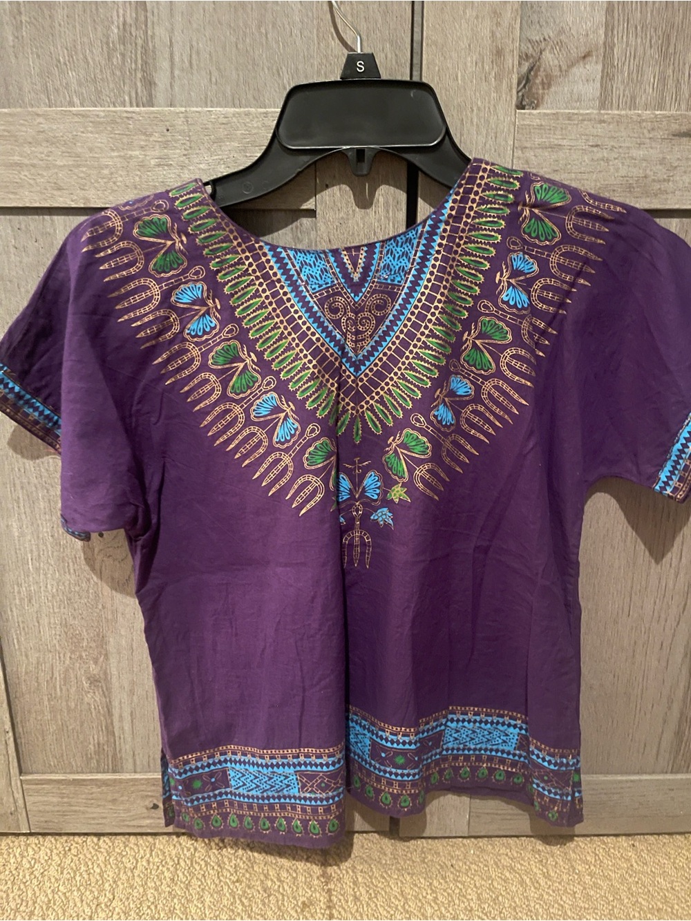 Girls' Purple Embroidered V-Neck Camisole with Blue & Green Accents
